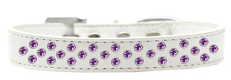 Sprinkles Dog Collar Purple Crystals Size 14 White