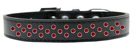 Sprinkles Dog Collar Red Crystals Size 14 Black