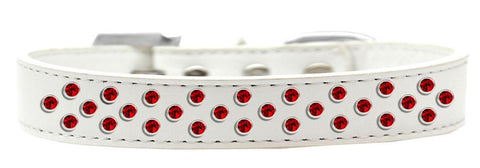 Sprinkles Dog Collar Red Crystals Size 16 White