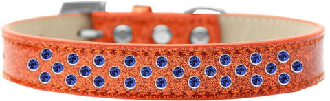 Sprinkles Ice Cream Dog Collar Blue Crystals Size 12 Orange