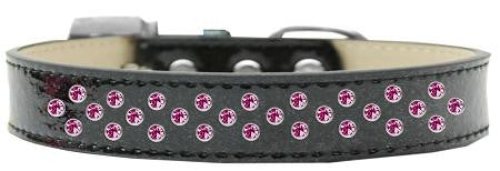 Sprinkles Ice Cream Dog Collar Bright Pink Crystals Size 12 Black