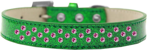 Sprinkles Ice Cream Dog Collar Bright Pink Crystals Size 12 Emerald Green