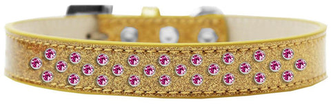 Sprinkles Ice Cream Dog Collar Bright Pink Crystals Size 14 Gold