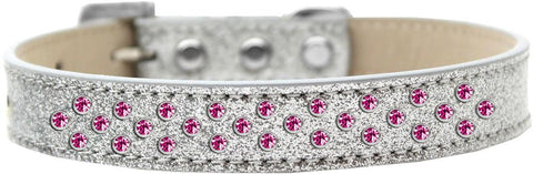 Sprinkles Ice Cream Dog Collar Bright Pink Crystals Size 16 Silver