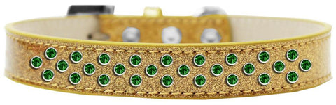 Sprinkles Ice Cream Dog Collar Emerald Green Crystals Size 20 Gold