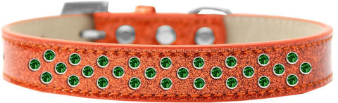 Sprinkles Ice Cream Dog Collar Emerald Green Crystals Size 20 Orange