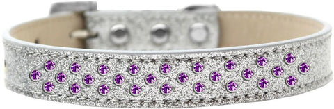 Sprinkles Ice Cream Dog Collar Purple Crystals Size 16 Silver