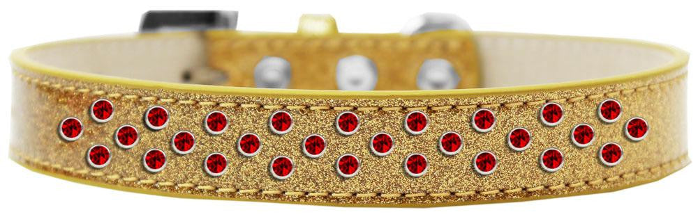 Sprinkles Ice Cream Dog Collar Red Crystals Size 18 Gold