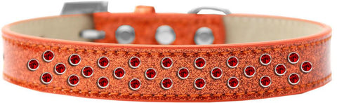 Sprinkles Ice Cream Dog Collar Red Crystals Size 12 Orange