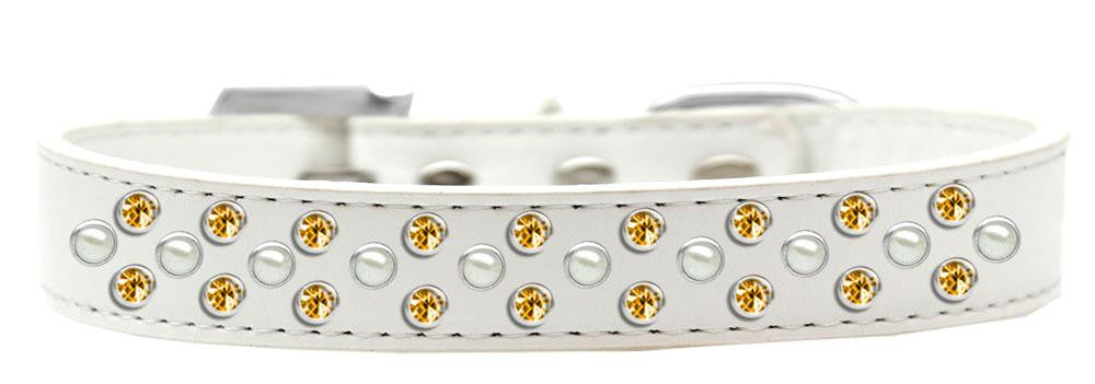 Sprinkles Dog Collar Pearl and Yellow Crystals Size 12 White