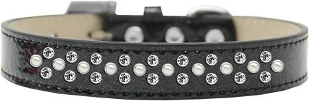 Sprinkles Ice Cream Dog Collar Pearl and Clear Crystals Size 12 Black