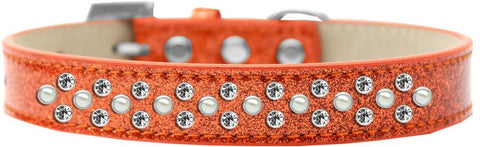 Sprinkles Ice Cream Dog Collar Pearl and Clear Crystals Size 12 Orange