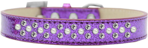 Sprinkles Ice Cream Dog Collar Pearl and Clear Crystals Size 14 Purple