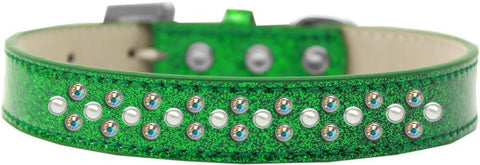 Sprinkles Ice Cream Dog Collar Pearl and AB Crystals Size 12 Emerald Green