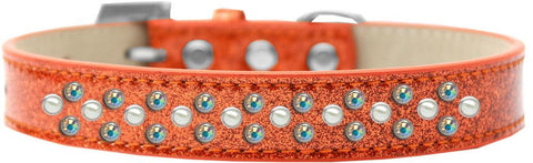 Sprinkles Ice Cream Dog Collar Pearl and AB Crystals Size 14 Orange