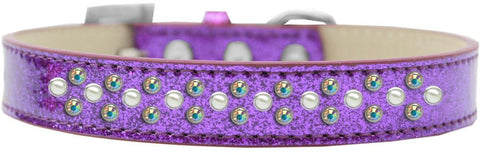 Sprinkles Ice Cream Dog Collar Pearl and AB Crystals Size 16 Purple