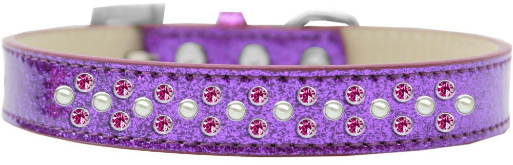 Sprinkles Ice Cream Dog Collar Pearl and Bright Pink Crystals Size 20 Purple