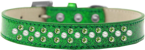 Sprinkles Ice Cream Dog Collar Pearl and Lime Green Crystals Size 14 Emerald Green