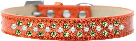 Sprinkles Ice Cream Dog Collar Pearl and Lime Green Crystals Size 12 Orange