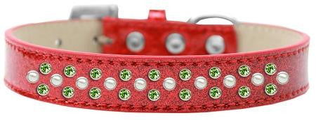 Sprinkles Ice Cream Dog Collar Pearl and Lime Green Crystals Size 14 Red