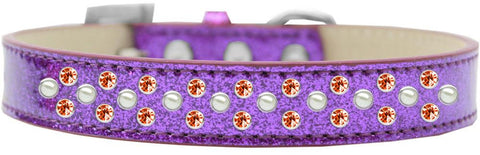 Sprinkles Ice Cream Dog Collar Pearl and Orange Crystals Size 14 Purple