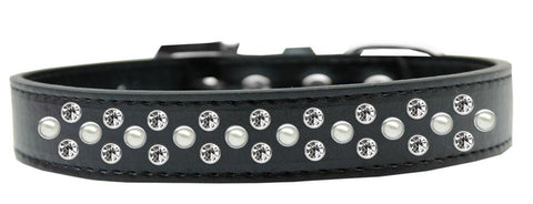 Sprinkles Dog Collar Pearl and Clear Crystals Size 12 Black