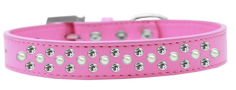 Sprinkles Dog Collar Pearl and Clear Crystals Size 12 Bright Pink