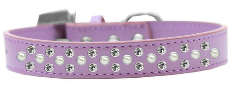 Sprinkles Dog Collar Pearl and Clear Crystals Size 12 Lavender