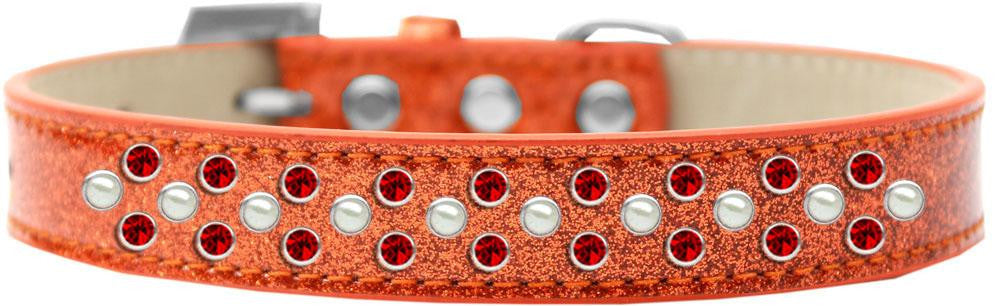 Sprinkles Ice Cream Dog Collar Pearl and Red Crystals Size 12 Orange