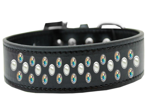 Sprinkles Dog Collar Pearl and AB Crystals Size 12 Black