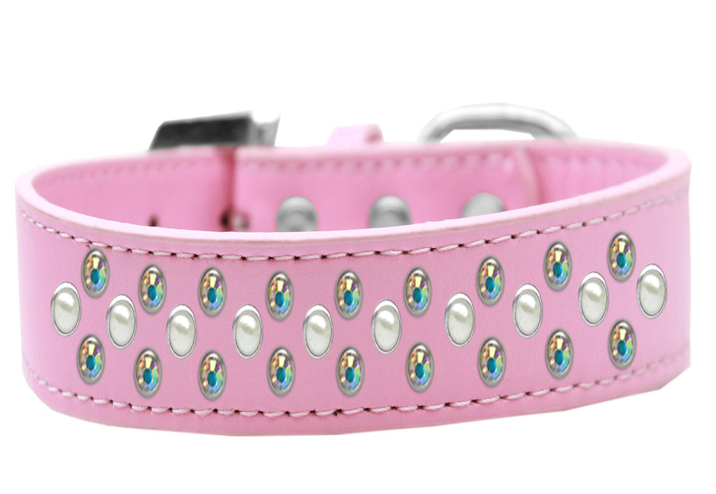 Sprinkles Dog Collar Pearl and AB Crystals Size 20 Light Pink