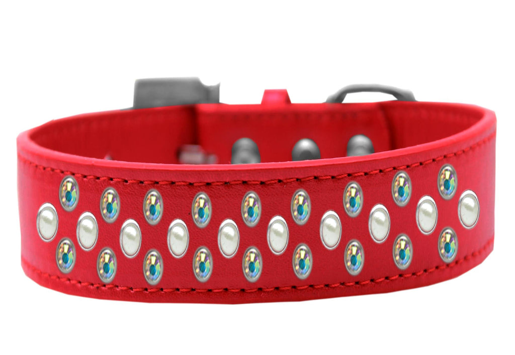 Sprinkles Dog Collar Pearl and AB Crystals Size 12 Red