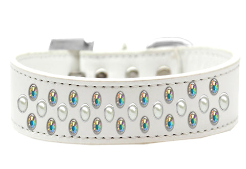 Sprinkles Dog Collar Pearl and AB Crystals Size 12 White