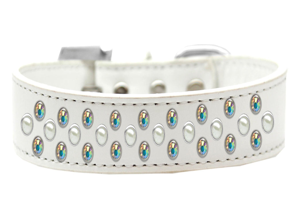 Sprinkles Dog Collar Pearl and AB Crystals Size 16 White