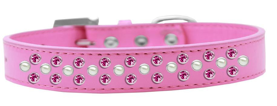 Sprinkles Dog Collar Pearl and Bright Pink Crystals Size 12 Bright Pink