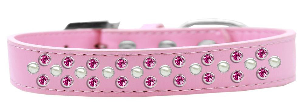 Sprinkles Dog Collar Pearl and Bright Pink Crystals Size 12 Light Pink