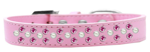 Sprinkles Dog Collar Pearl and Bright Pink Crystals Size 12 Light Pink