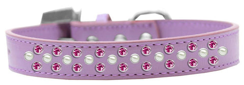 Sprinkles Dog Collar Pearl and Bright Pink Crystals Size 12 Lavender