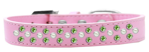 Sprinkles Dog Collar Pearl and Lime Green Crystals Size 18 Light Pink