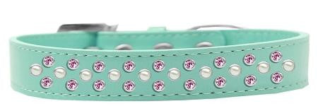 Sprinkles Dog Collar Pearl and Light Pink Crystals Size 16 Aqua