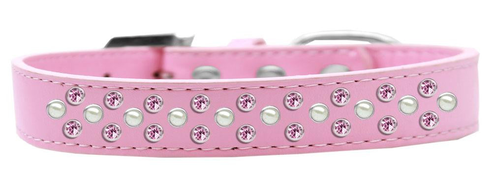 Sprinkles Dog Collar Pearl and Light Pink Crystals Size 14 Light Pink