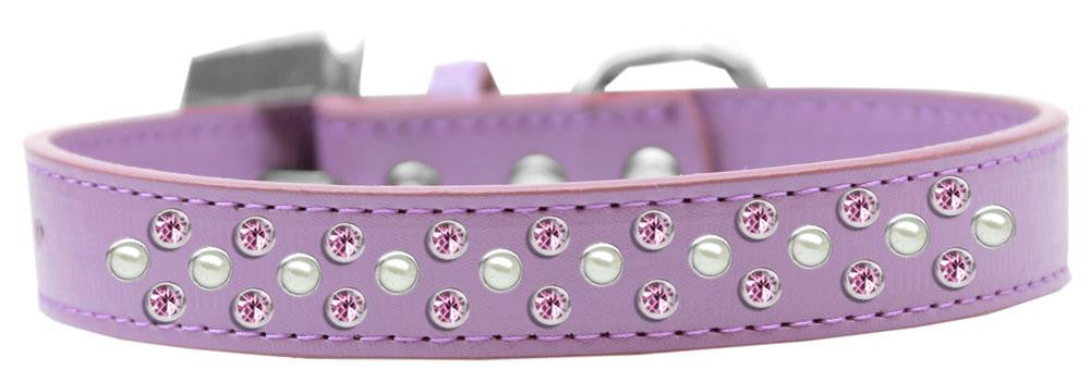 Sprinkles Dog Collar Pearl and Light Pink Crystals Size 12 Lavender