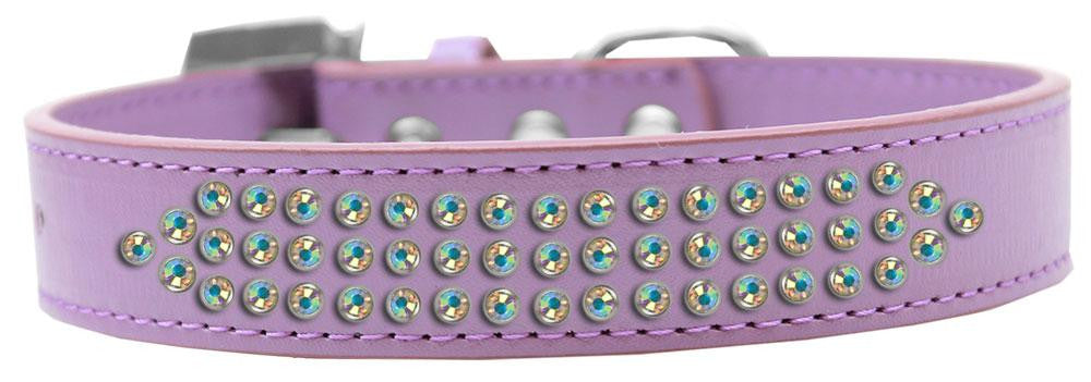 Three Row AB Crystal Dog Collar Lavender Size 12