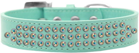 Three Row AB Crystal Dog Collar Aqua Size 16