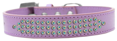 Three Row AB Crystal Dog Collar Lavender Size 18