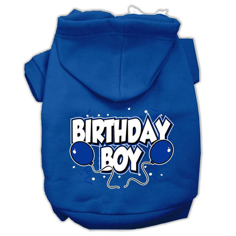 Birthday Boy Screen Print Pet Hoodies Blue Size XS (8)