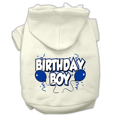 Birthday Boy Screen Print Pet Hoodies Cream Size XS (8)