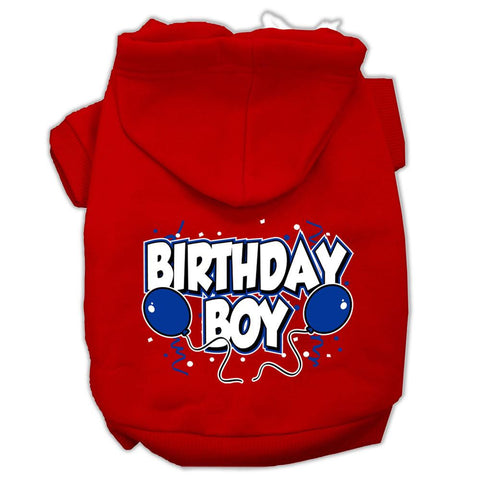 Birthday Boy Screen Print Pet Hoodies Red Size XS (8)