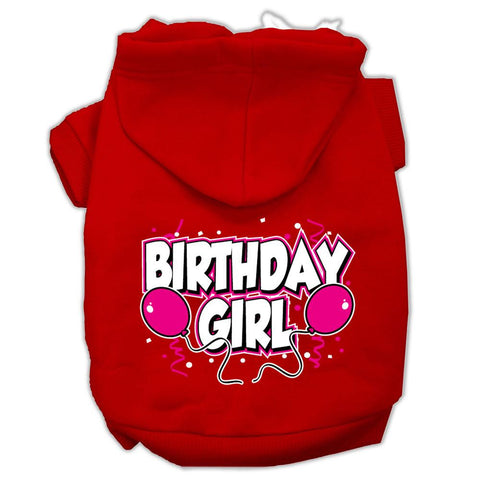 Birthday Girl Screen Print Pet Hoodies Red Size XS (8)