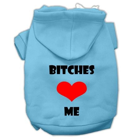 Bitches Love Me Screen Print Pet Hoodies Baby Blue Size XXL (18)